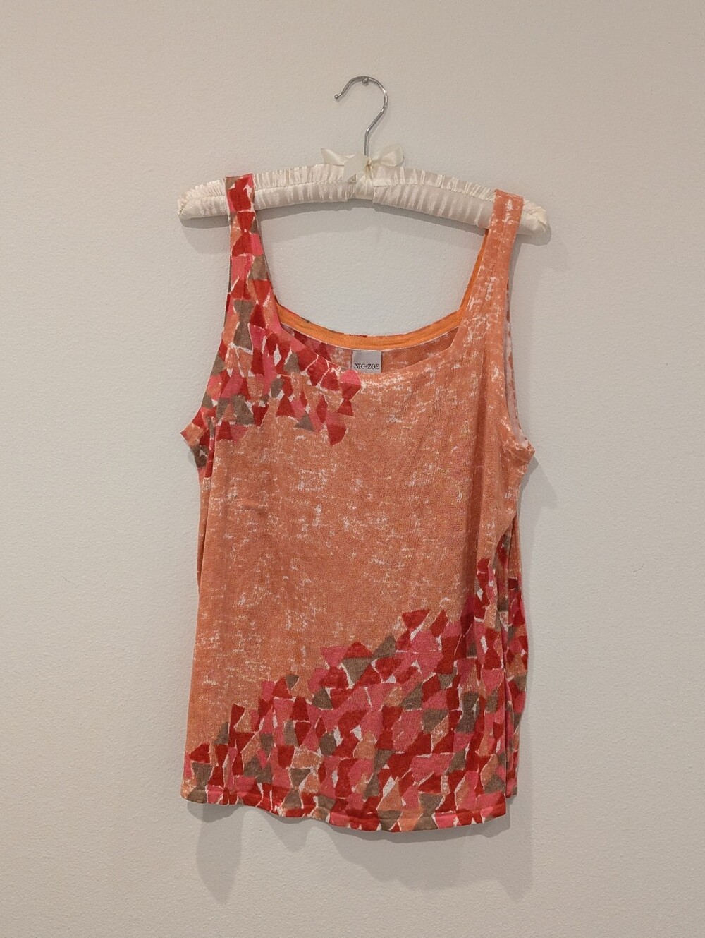 NIC+ZOE Orange and Coral Mosaic Tank Top